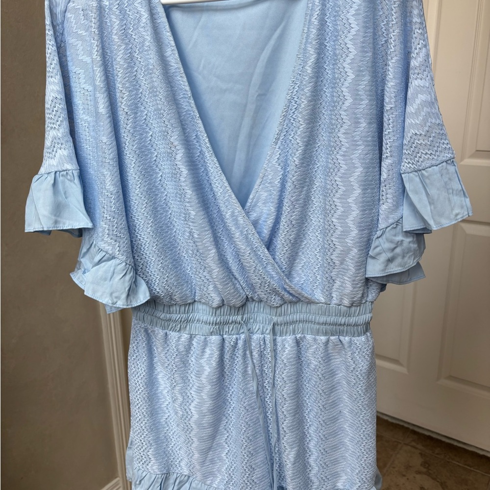 Blue Blush Light Blue Ruffle Sleeve Jumpsuit